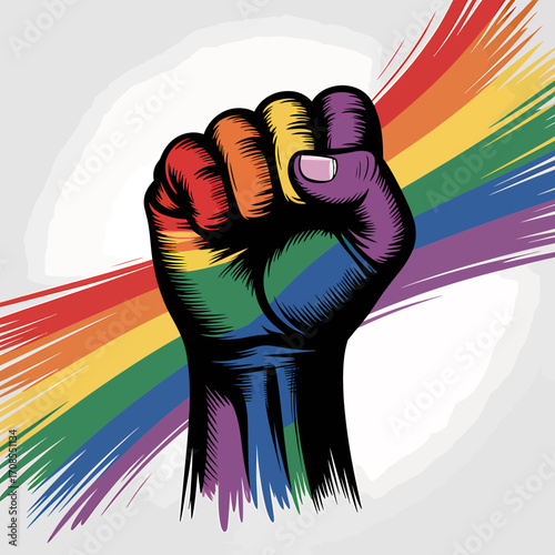 Rainbow Fist Symbol of Pride and Equality Vector Illustration