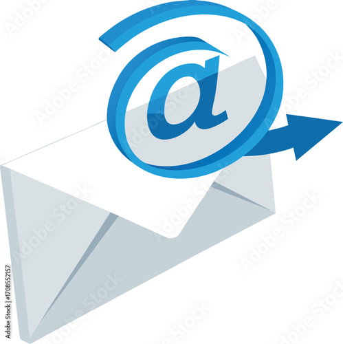 Email symbol and envelope with arrow representing sending messages