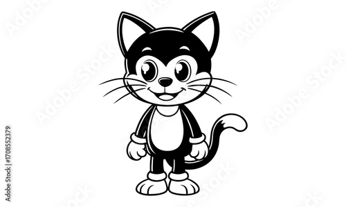Felix Cat, kids line art doodle pattern design t shirt silhouette and vector, intricate line art design, relaxing printable, high-quality illustration for stress relief, art therapy activity.