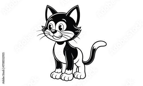 Felix Cat, kids line art doodle pattern design t shirt silhouette and vector, intricate line art design, relaxing printable, high-quality illustration for stress relief, art therapy activity.