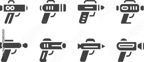 Collection of retro futuristic ray gun icons