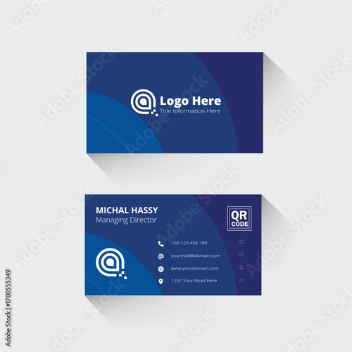 Modern business card design template with clean layout, vector elements, Minimal and clean business card templates for brand identity design,