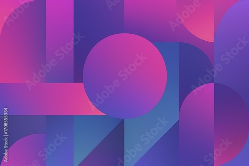 Modern geometric abstract background with gradient shapes in vibrant pink, purple, and blue tones.