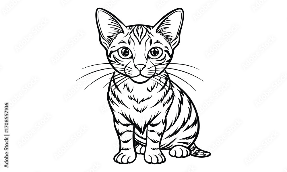 Obraz premium Salem Cat, kids line art doodle pattern design t shirt design silhouette and vector, detailed illustration, perfect for relaxation, stress relief, adult coloring books, printable art therapy.