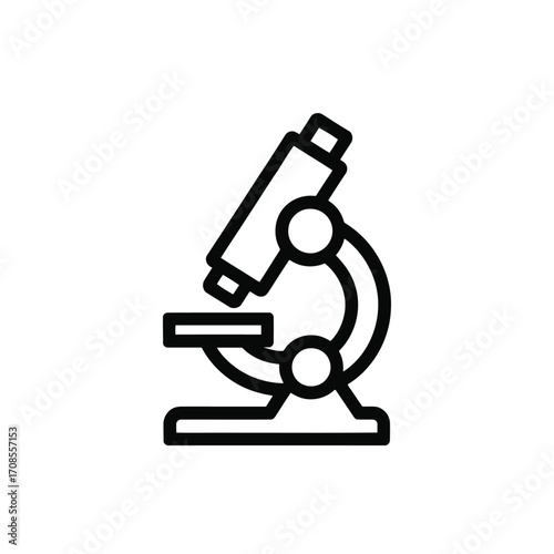 Simple black line art drawing of a microscope laboratory equipment for research and experiments