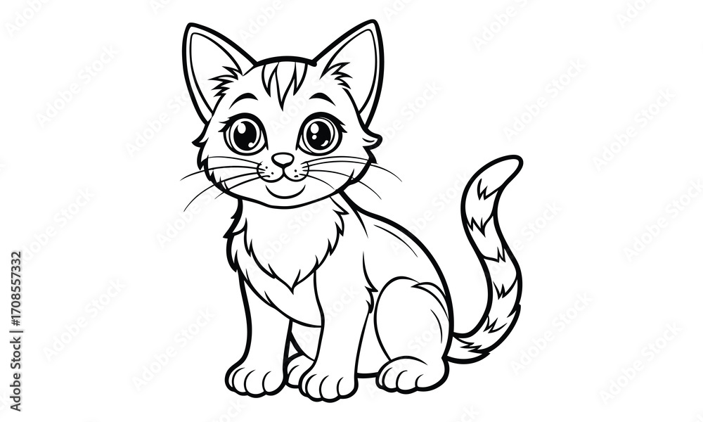 Obraz premium Salem Cat, kids line art doodle pattern design t shirt design silhouette and vector, detailed illustration, perfect for relaxation, stress relief, adult coloring books, printable art therapy.