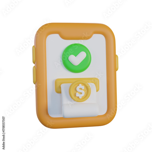 3D Render of Successful Online Payment Transaction Icon Secure and Easy Mobile Payment Confirmation