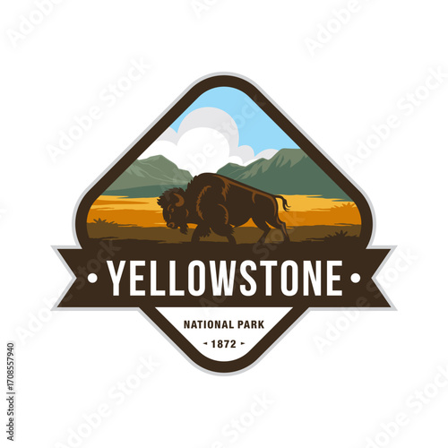 Yellowstone National Park logo badge emblem illustration