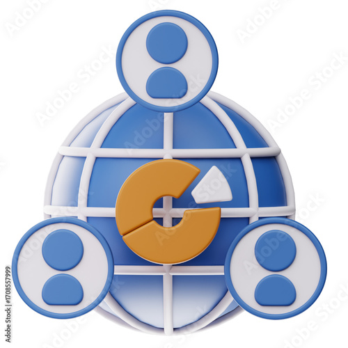 Global Collaboration 3D Icon Representing International Teamwork and Connectivity