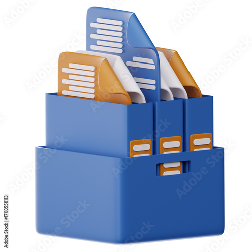 Efficient document organization system with neatly arranged files and folders in a storage box, highlighting streamlined administrative data management