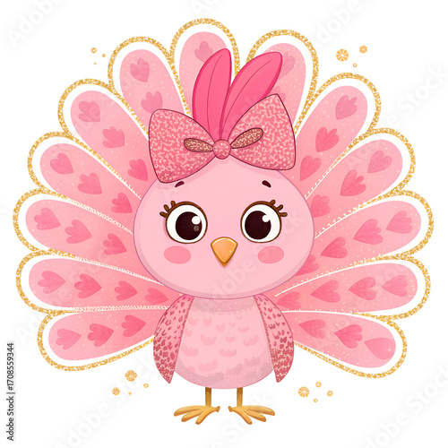 Cute Pink Turkey Illustration