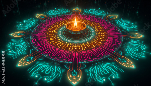 Festival of lights marking triumph of good, with diyas, rangoli, sweets, fireworks, prayers, and family joy.