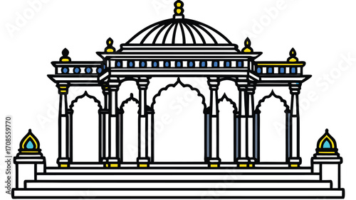 Taj Mahal vector illustration with historic Indian architecture and a beautiful sky