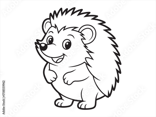 Happy hedgehog illustration for kids printable coloring and activity sheets