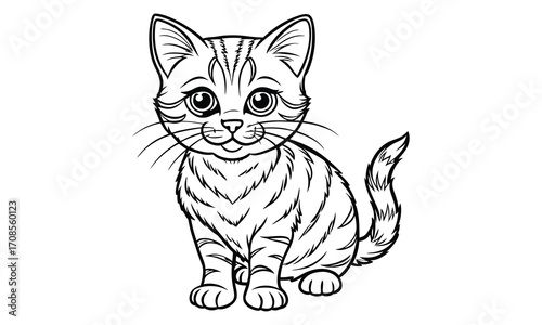 Ginger Cat, kids line art doodle pattern design t shirt design silhouette and vector, detailed illustration, perfect for relaxation, stress relief, adult coloring books, printable art therapy.