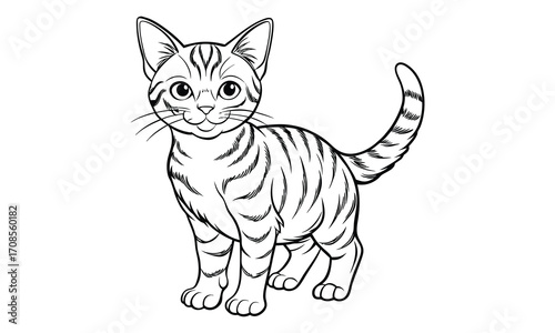 Ginger Cat, kids line art doodle pattern design t shirt design silhouette and vector, detailed illustration, perfect for relaxation, stress relief, adult coloring books, printable art therapy.