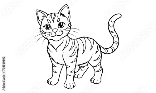Ginger Cat, kids line art doodle pattern design t shirt design silhouette and vector, detailed illustration, perfect for relaxation, stress relief, adult coloring books, printable art therapy.