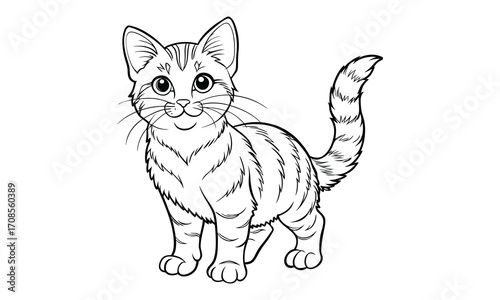 Ginger Cat, kids line art doodle pattern design t shirt design silhouette and vector, detailed illustration, perfect for relaxation, stress relief, adult coloring books, printable art therapy.