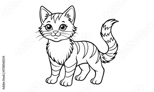 Ginger Cat, kids line art doodle pattern design t shirt design silhouette and vector, detailed illustration, perfect for relaxation, stress relief, adult coloring books, printable art therapy.