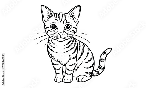 Ginger Cat, kids line art doodle pattern design t shirt design silhouette and vector, detailed illustration, perfect for relaxation, stress relief, adult coloring books, printable art therapy.