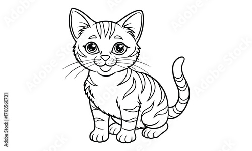 Ginger Cat, kids line art doodle pattern design t shirt design silhouette and vector, detailed illustration, perfect for relaxation, stress relief, adult coloring books, printable art therapy.