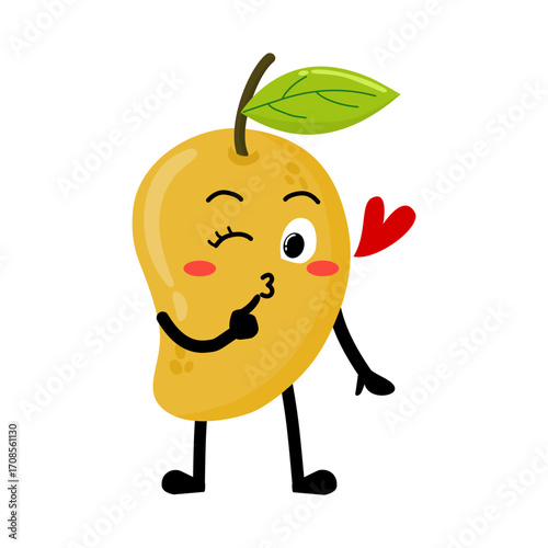 Cute Hand Drawn Flirty Mango Blowing A Kiss