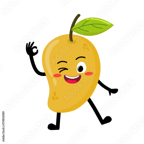 Cute Hand Drawn Mango Giving Okay Sign