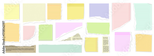 multi colored ripped block grid and rulled paper pages torn blocks