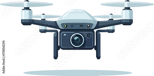 Modern quadcopter drone with camera for aerial photography and videography.