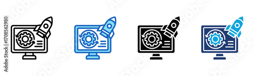 Rocket Launch icon Multi Style Vector Illustration