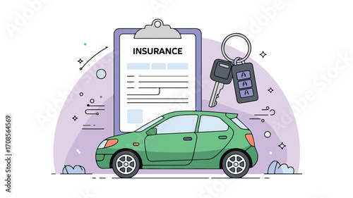 Car insurance. Concept of car safety, assistance and protection.  Vector illustration.