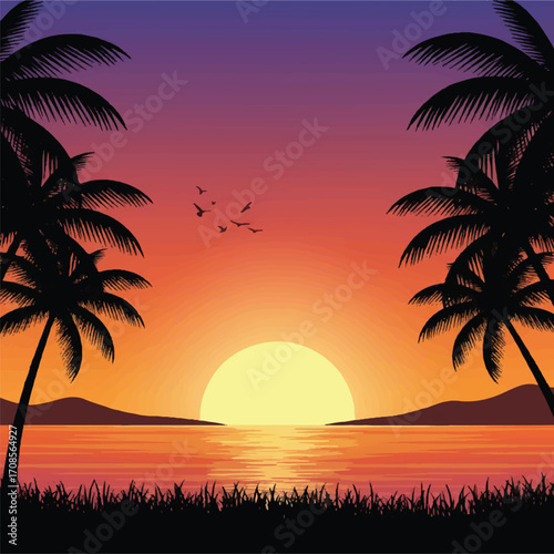 Vector Nature Landscape Illustration Art.
