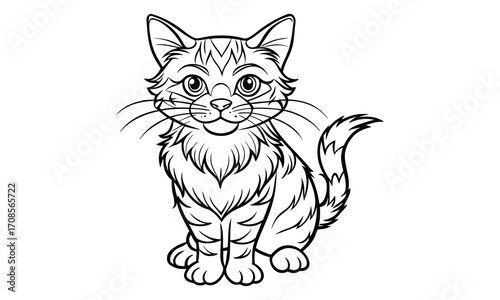 Smokey Cat, kids line art doodle pattern design t shirt design silhouette and vector, detailed illustration, perfect for relaxation, stress relief, adult coloring books, printable art therapy.