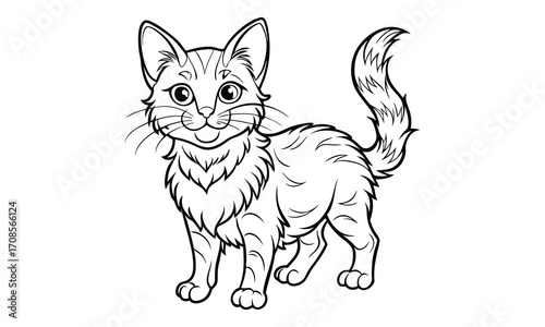Smokey Cat, kids line art doodle pattern design t shirt design silhouette and vector, detailed illustration, perfect for relaxation, stress relief, adult coloring books, printable art therapy.