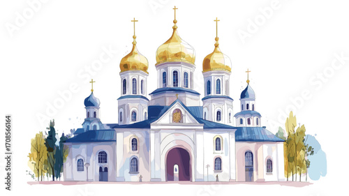 St. Sophias Cathedral. St. Sophias Cathedral watercolor vector illustration