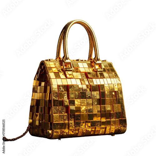 Gold designer handbag