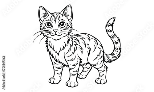 Smokey Cat, kids line art doodle pattern design t shirt design silhouette and vector, detailed illustration, perfect for relaxation, stress relief, adult coloring books, printable art therapy.