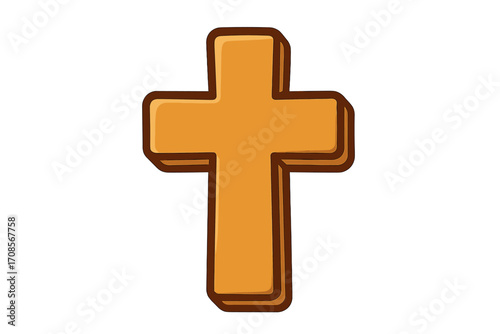 Christian cross vector icon. Religious symbol of faith, hope, and spirituality. Simple cartoon illustration in flat design. Holy crucifix sign for church, belief, God, and Easter.