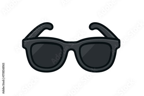 Sunglasses icon vector. Black glasses symbol illustration. Simple flat cartoon graphic design element. Retro fashion accessory for summer sun protection. Eyewear concept.