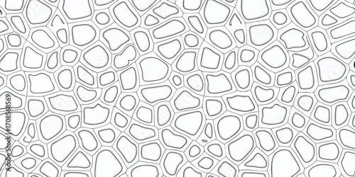 Abstract organic cell pattern with irregular shapes and black outlines on white background