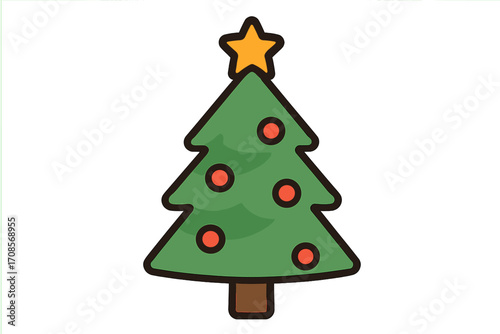Wallpaper Mural Christmas tree icon flat style winter decoration vector cartoon illustration with transparent background festive pine tree ornament set holiday design Torontodigital.ca