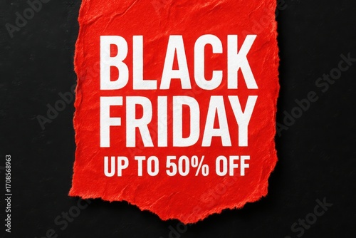 Black Friday Modern Poster Design with Bold Red Typography and Discount Promotion
