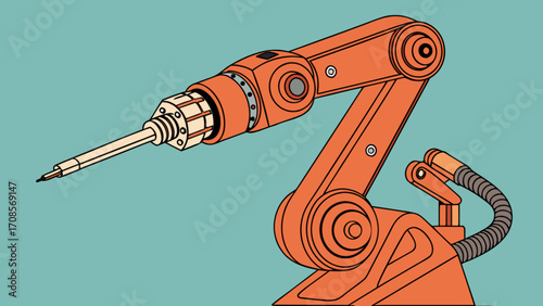 Industrial robotic arm illustration for automation manufacturing process and engineering design