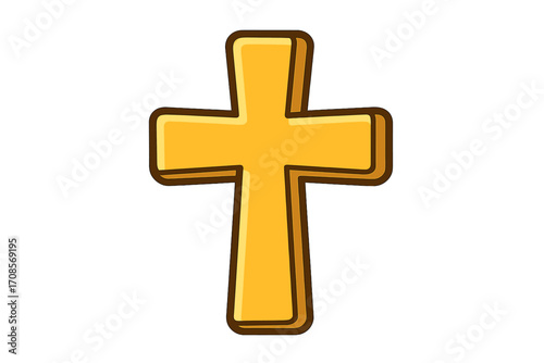 Silver cross icon flat style vector cartoon illustration religious symbol Christian cross with transparent background perfect for faith and spirituality design