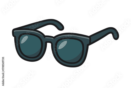 Stylish hipster sunglasses icon, modern flat style vector illustration with transparent background, cool vintage eyeglasses, fashion accessory, summer eyewear design