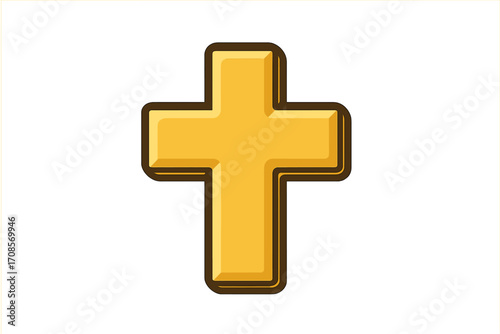 Wooden cross symbol flat icon, vector cartoon illustration with transparent background, religious faith symbol, Christian cross graphic design, spiritual church element
