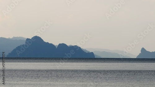 A serene waterscape with mountains
