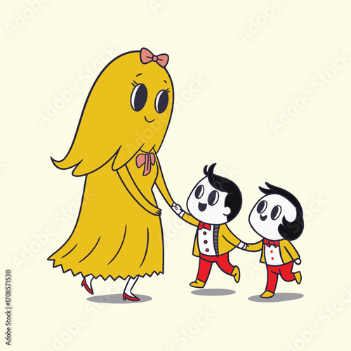 Kids in spooky and fun Halloween cute girl
