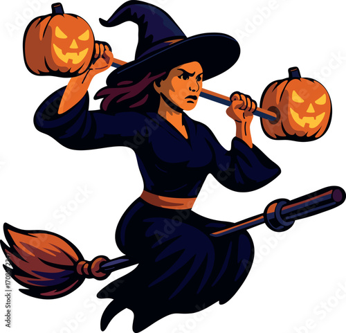 Witch Lifting Pumpkin Barbell