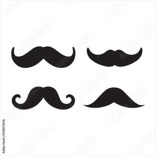 mustache silhouette vector set, moustache icon collection